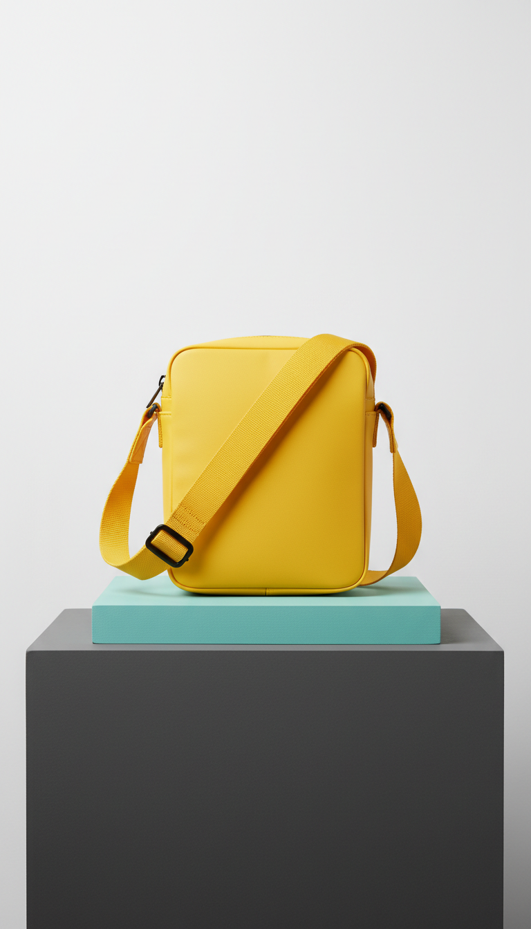 Electric yellow crossbody bag with magnetic clasp