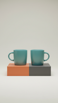 Teal spark ceramic mug set for two