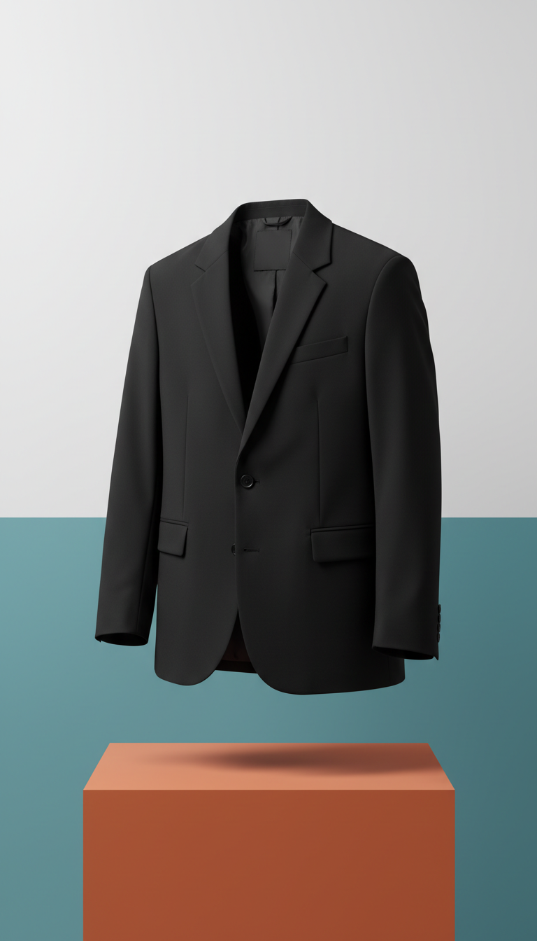 Minimalist black unisex blazer with stretch lining